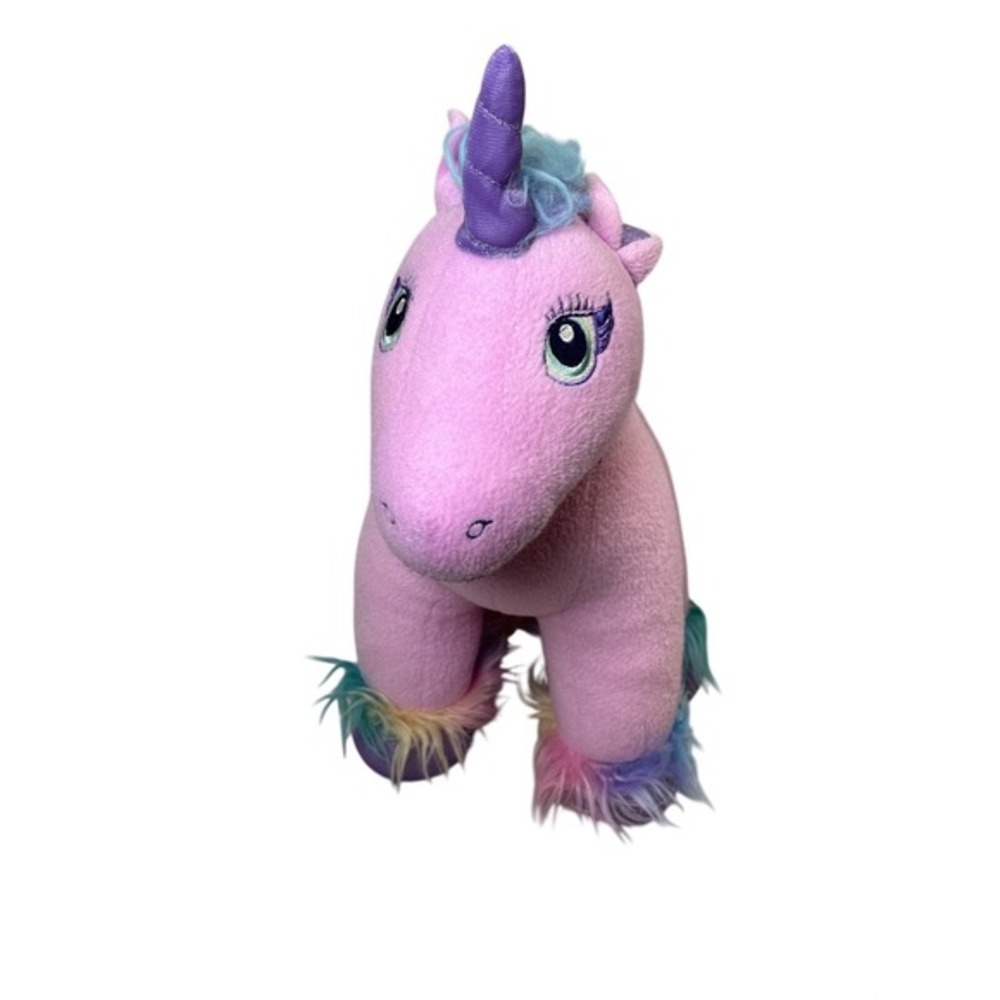 Build-A-Bear Enchanted Pink Unicorn Plush Rainbow Mane 15‎ Inch Stuffed Animal